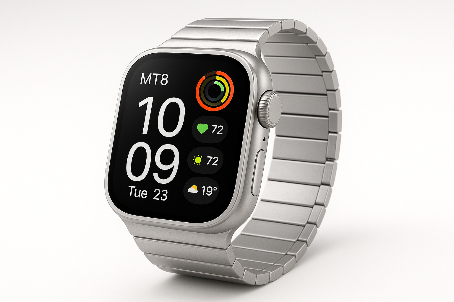 ultra smart watch mt8 baeutiful in silver watch